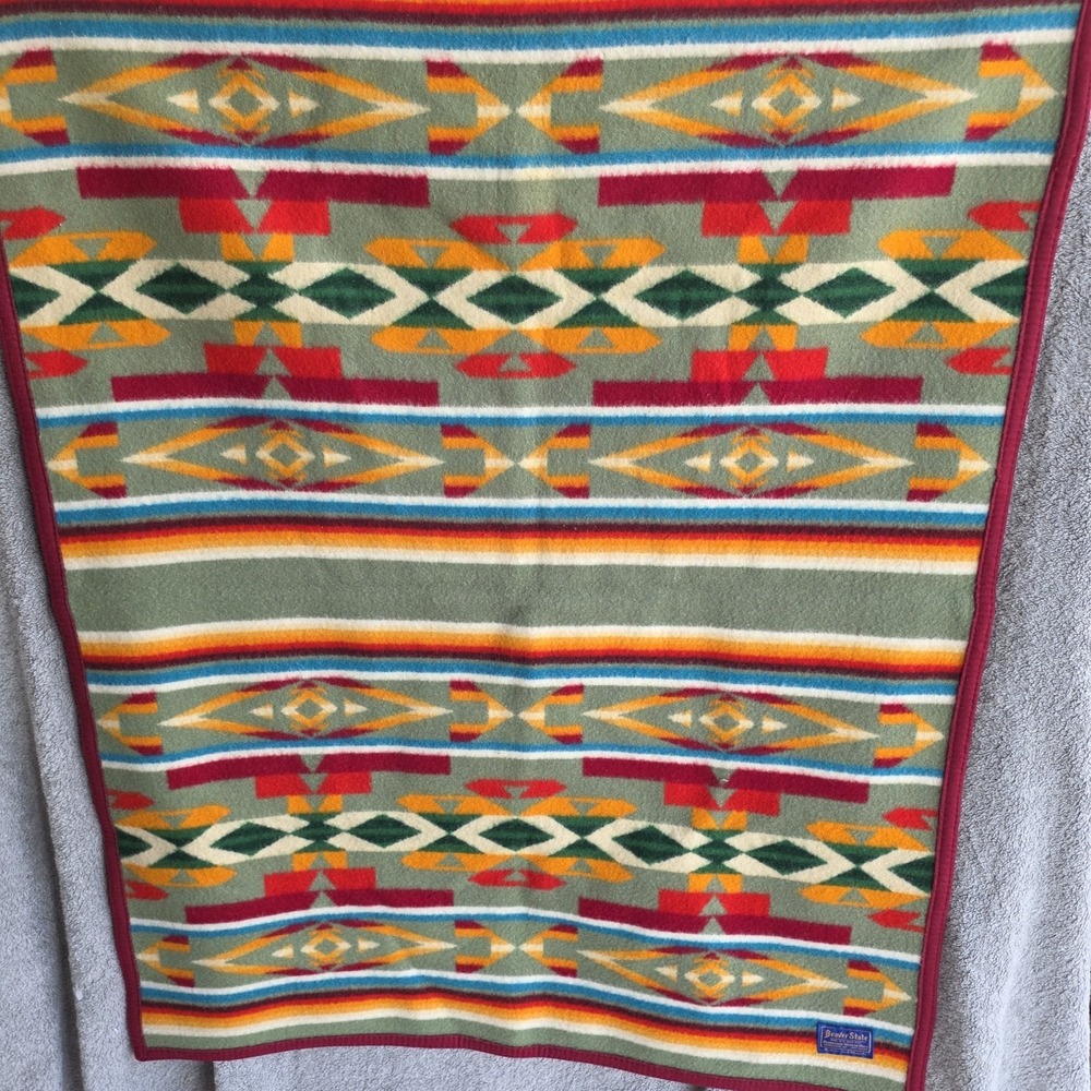 Pendleton Beaver State Wool Blanket 33x42 Multicolor Lap Crib